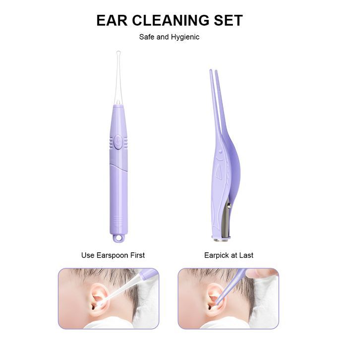 2PCS Earwax Removal Set Earspoon Ear Pick Stainless Steel