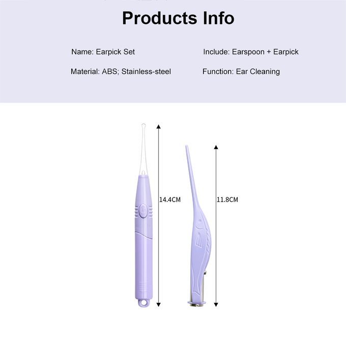 2PCS Earwax Removal Set Earspoon Ear Pick Stainless Steel
