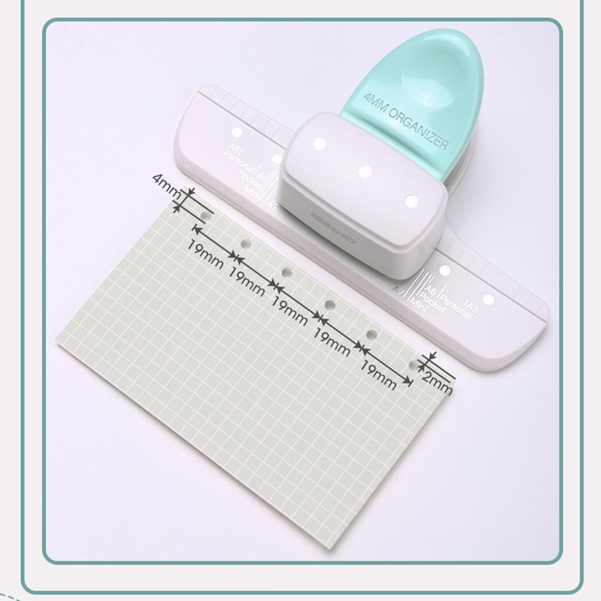 KW-trio 9027 Loose Leaf Hole Punch Daily Planner Adjustable 3 Hole Paper Puncher for A8 Mini / A7 / A7 Pocket / A6 / A6 Personal / A5 Size 8 Sheet Capacity Notebooks Scrapbooking Supplies
