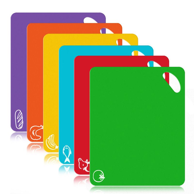 6 Pcs Flexible Plastic Cutting Board Mats Set Colored Kitchen Mats