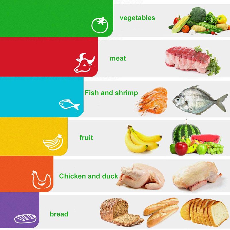 6 Pcs Flexible Plastic Cutting Board Mats Set Colored Kitchen Mats