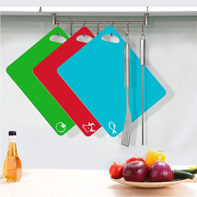 6 Pcs Flexible Plastic Cutting Board Mats Set Colored Kitchen Mats