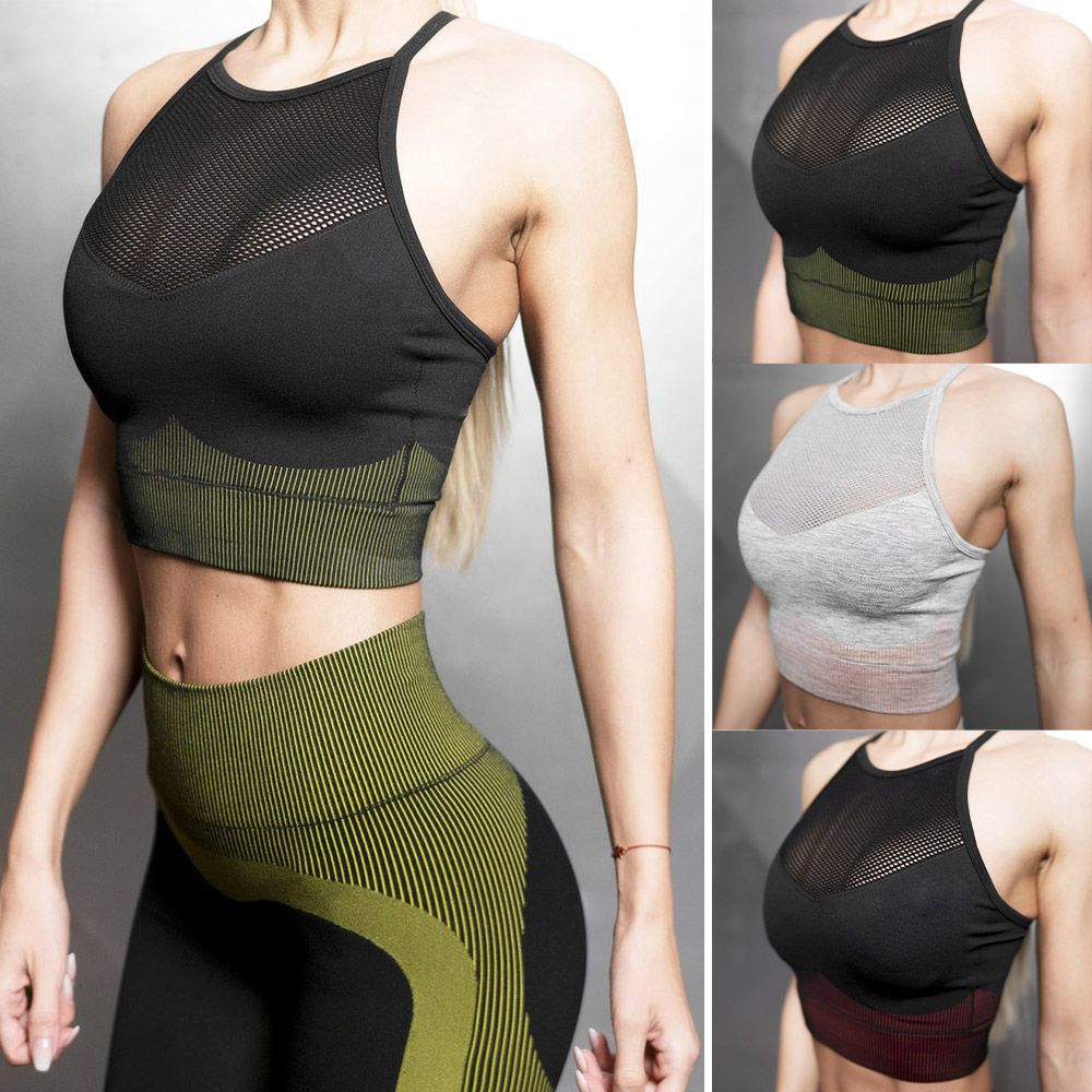 Sports Bra Padded Cross Back Breathable Mesh Stretchable
