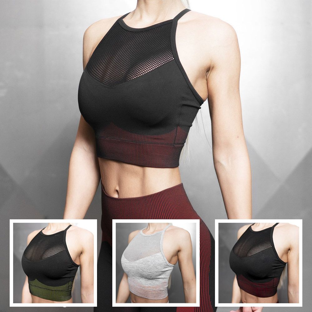 Sports Bra Padded Cross Back Breathable Mesh Stretchable