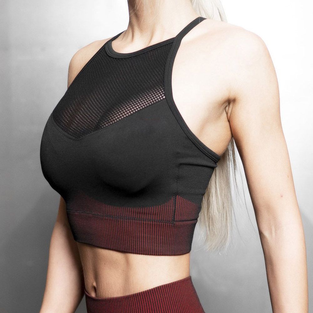 Sports Bra Padded Cross Back Breathable Mesh Stretchable