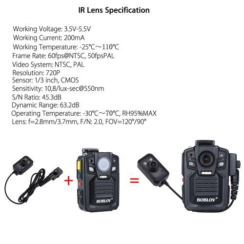 HD 1290P Police 33MP Security External IR Infrared Lens Body Worn Camera Night Vision Motion Detection Portable Personal( 32GB With Lens)( )