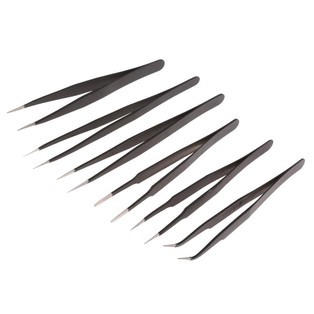Stainless Steel Tweezers Set AntiStatic Forceps  Kit  Pack Of