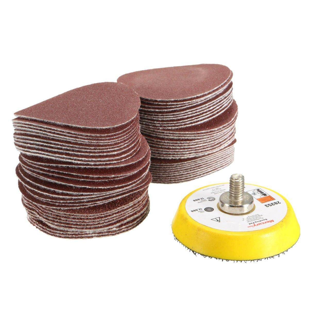 60Pcs Mix Grit Sanding Discs 2INCH 1Pc Backer 50MM Polishing Machine Sander M6 New M6
