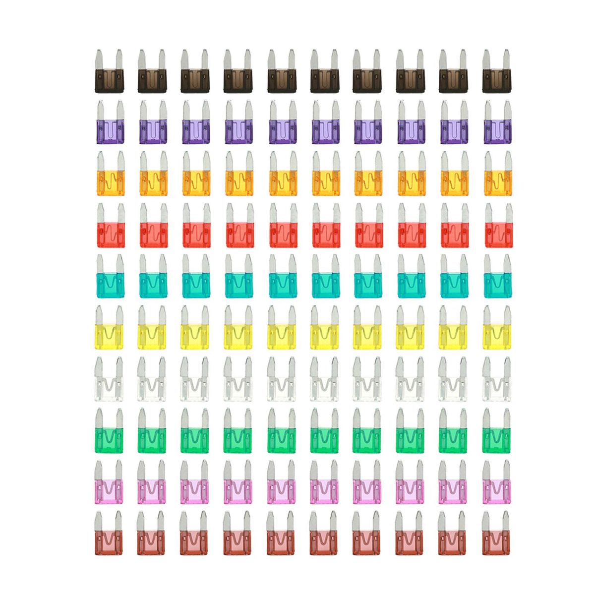 100pcs Mini Blade Fuses Auto Car Truck Assortment Fuse Kit 2A 3A 5A 7.5A 10A 15A 20A 25A 30A 35A