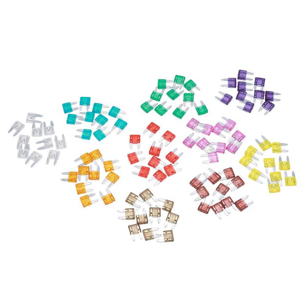 100pcs Mini Blade Fuses Auto Car Truck Assortment Fuse Kit 2A 3A 5A 7.5A 10A 15A 20A 25A 30A 35A