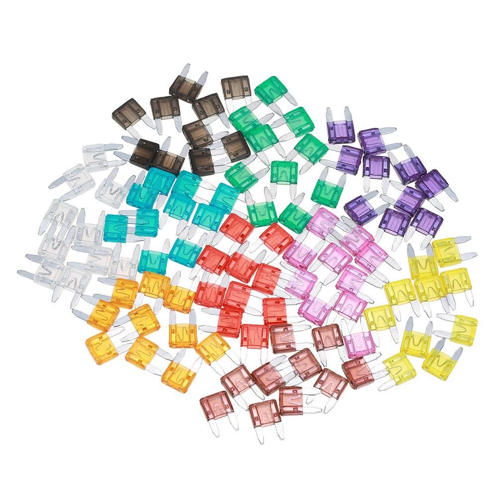 100pcs Mini Blade Fuses Auto Car Truck Assortment Fuse Kit 2A 3A 5A 7.5A 10A 15A 20A 25A 30A 35A