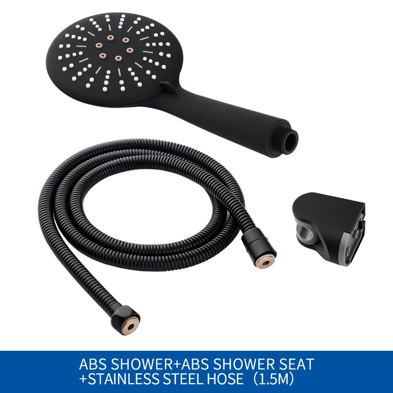 3 Function Matte Black Hand Held Shower Head Wall Mounted Shower Set With Hose And Shower Holder