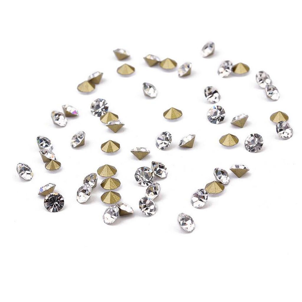 1440pcs/Lots Glass Crystal Pointback Rhinestone For Wedding White 80g