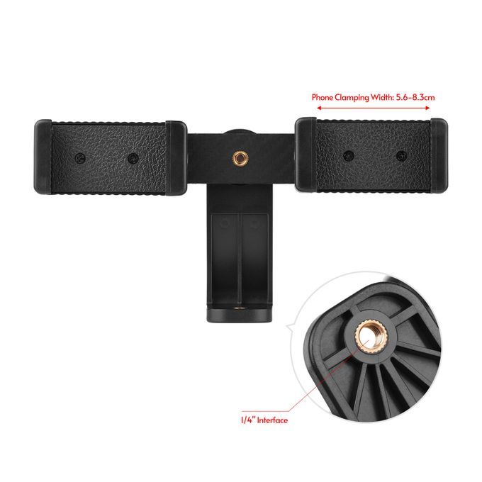 Double Phone Holder Tripod Mount Adapter Horizontal