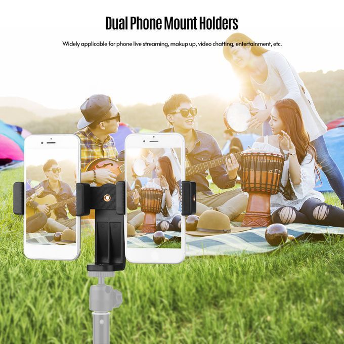 Double Phone Holder Tripod Mount Adapter Horizontal