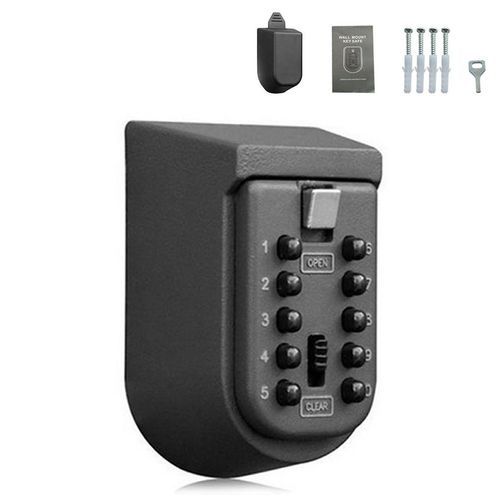 Outdoor Key Storage Lock Box, Combination Password Key Safe Box, Resettable Code Key Holder,   Safety Password Security Lock, Key Storage Boxes, Wall Mount Key Safe Box KS004 10 Digit Storage Key For Security 1pcs Black