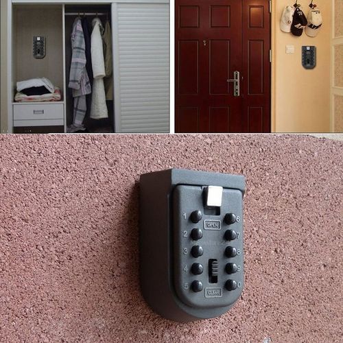 Outdoor Key Storage Lock Box, Combination Password Key Safe Box, Resettable Code Key Holder,   Safety Password Security Lock, Key Storage Boxes, Wall Mount Key Safe Box KS004 10 Digit Storage Key For Security 1pcs Black