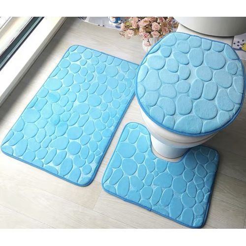 3pcs Toilet Mat.(a Set) Blue 2 Years Warranty