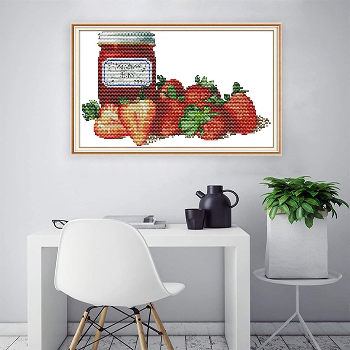 Cross Stitch Kits Stamped Embroidery Starter Kits Beginners DIY DMC Embroidery 11CT 15.7 X9.8 Inch-Strawberry Jam