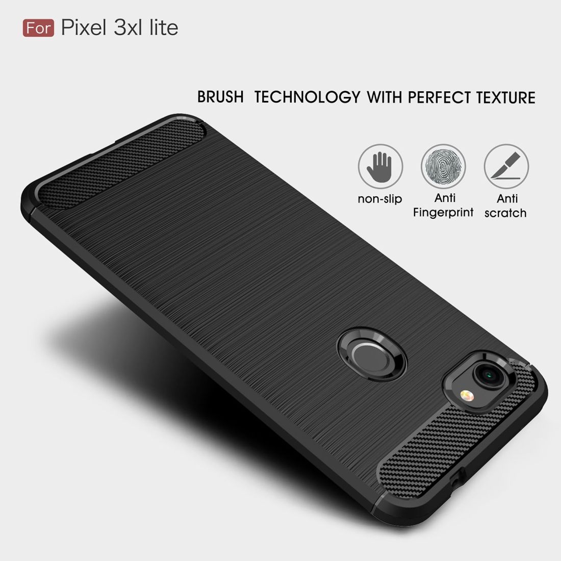 Brushed Texture Carbon Fiber Shockproof TPU Case For Google Pixel 3XL Lite(Navy Blue)