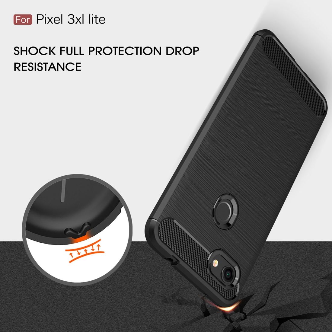 Brushed Texture Carbon Fiber Shockproof TPU Case For Google Pixel 3XL Lite(Navy Blue)