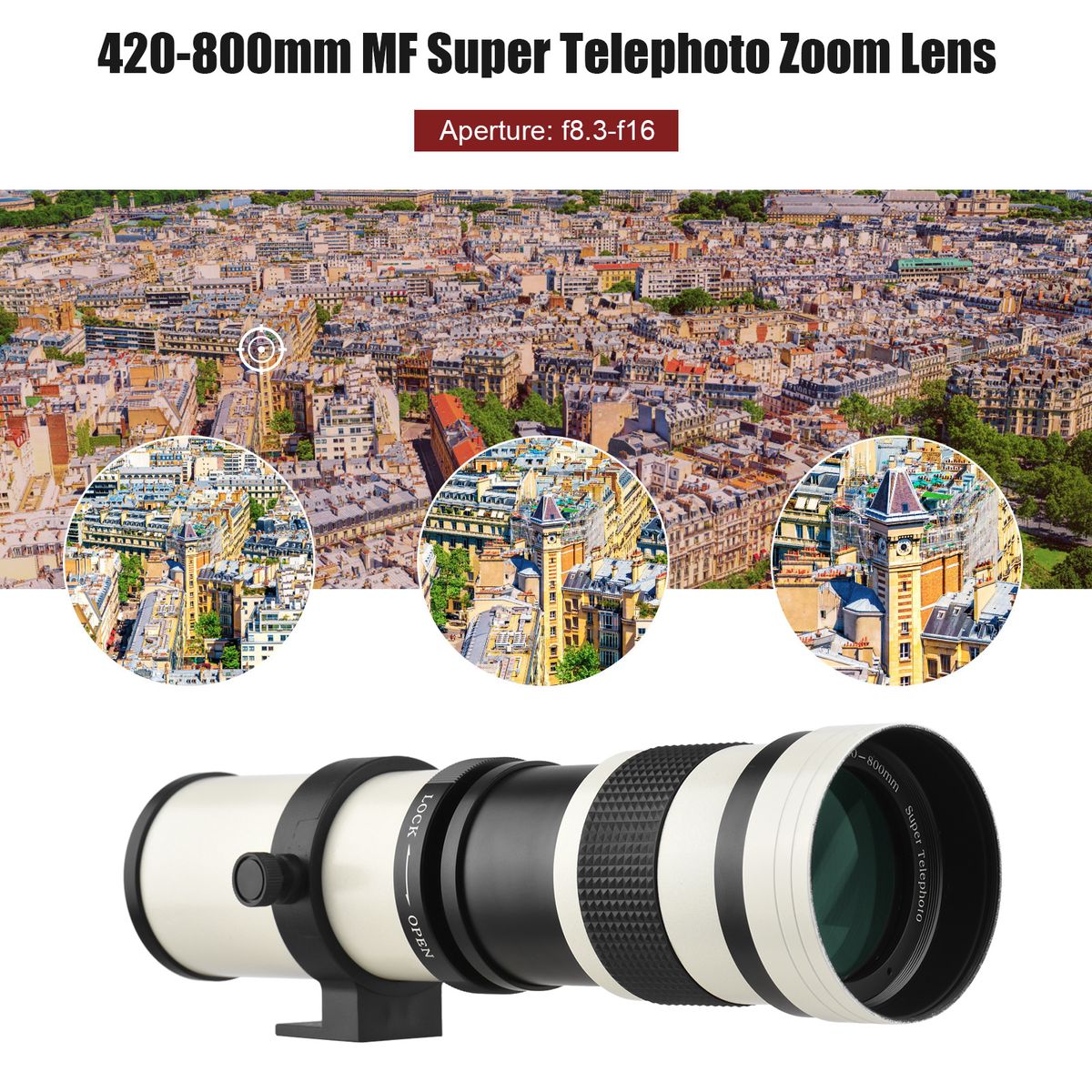 Camera MF Super Telephoto Zoom Lens F/8.3-16 420-800mm T
