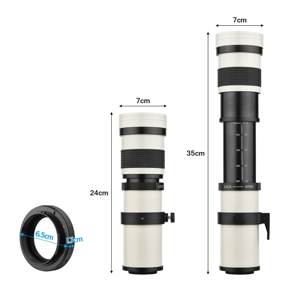 Camera MF Super Telephoto Zoom Lens F/8.3-16 420-800mm T