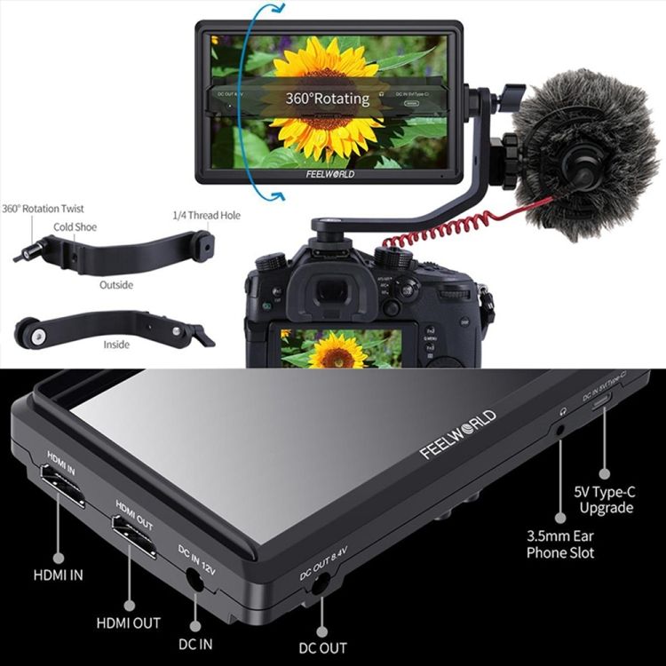 FEELWORLD FW568 V3 6 Inch 3D LUT DSLR Camera Field Monitor