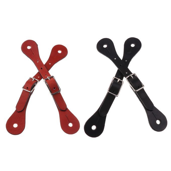 Pack Of 2pcs 22cm Equestrian Horse Riding Leather Spur Straps Brown