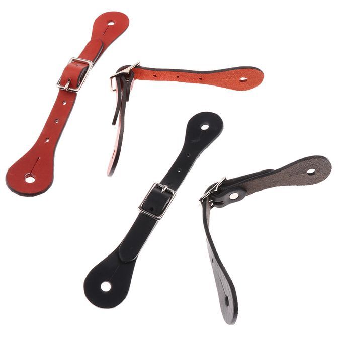 Pack Of 2pcs 22cm Equestrian Horse Riding Leather Spur Straps Brown
