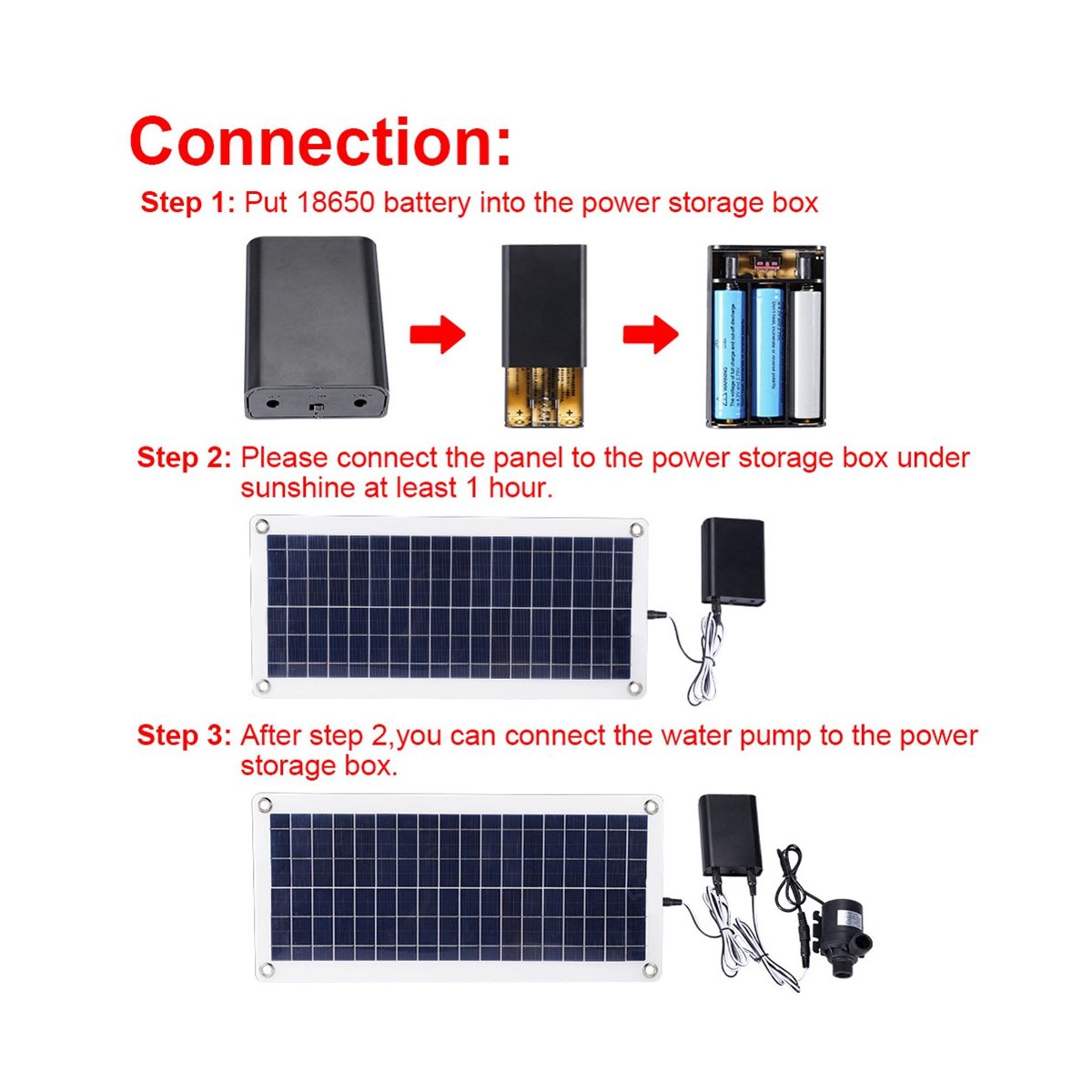 Solar Water Pump Solar Water Fountain Pump 50W 800LH 12V Low Noise Garden Family Water Fountain Irrigation Pump