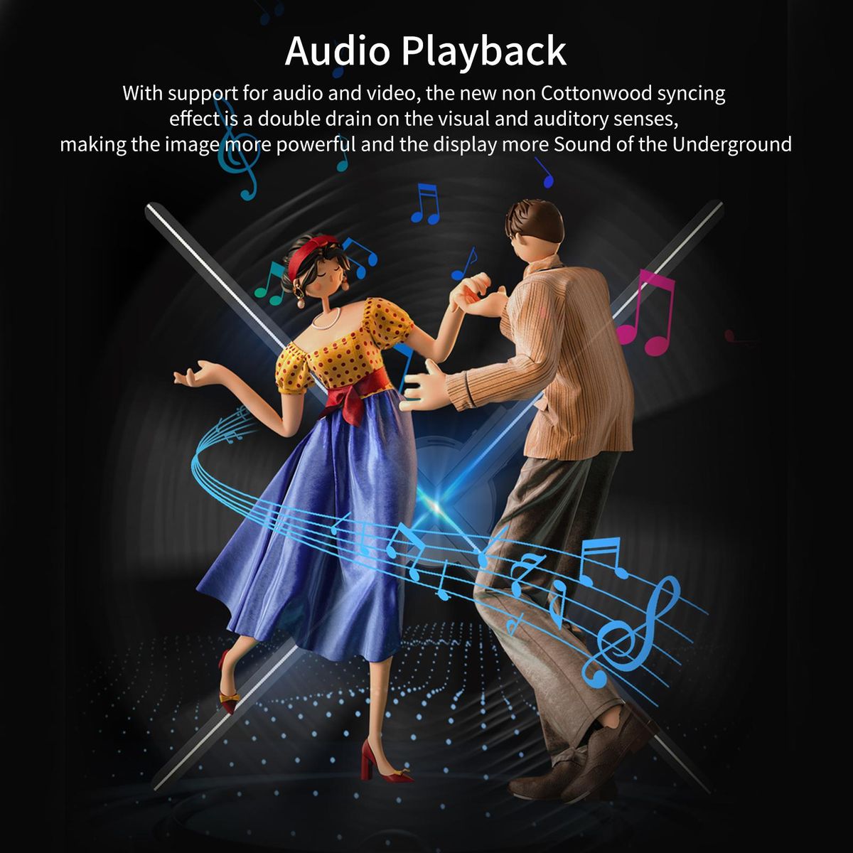F52 3D Hologram Projector Advertising Display Fan Wall-mounted Player 3D Naked Eye 2K HD LED Photo Video Fan with 624pcs LED Light Beads Remote Control Sign Real-time Screen Display for Business Shop Store Bars Exhibition Ent