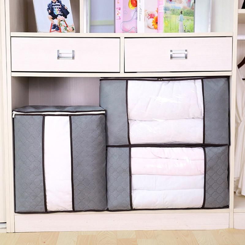Quilt storage bag finishing bag clothes packing bag large capacity 150 liters quilt clothing moving luggage bag gray Large horizontal section 60*40*35
