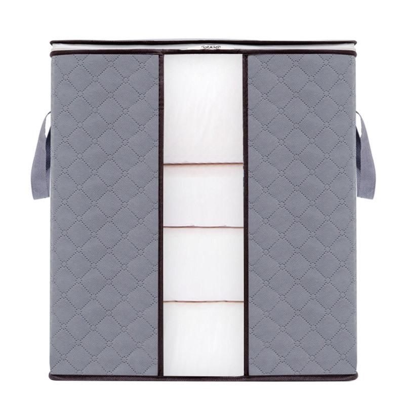 Quilt storage bag finishing bag clothes packing bag large capacity 150 liters quilt clothing moving luggage bag gray Large horizontal section 60*40*35