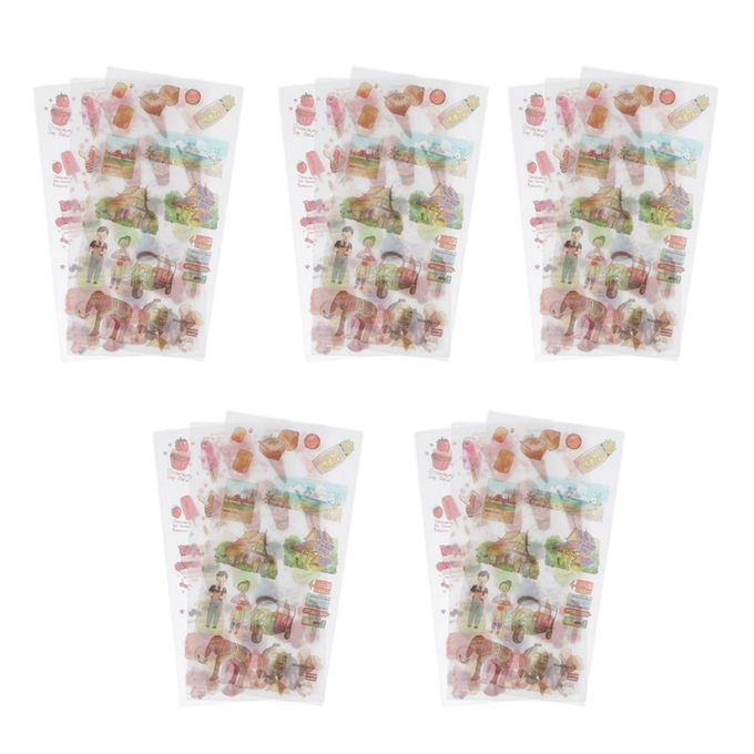 5 Sheets Leaves /Dogs/Food /City /Feather Sticker Washi Bangkok Food