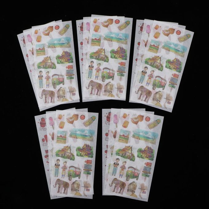 5 Sheets Leaves /Dogs/Food /City /Feather Sticker Washi Bangkok Food