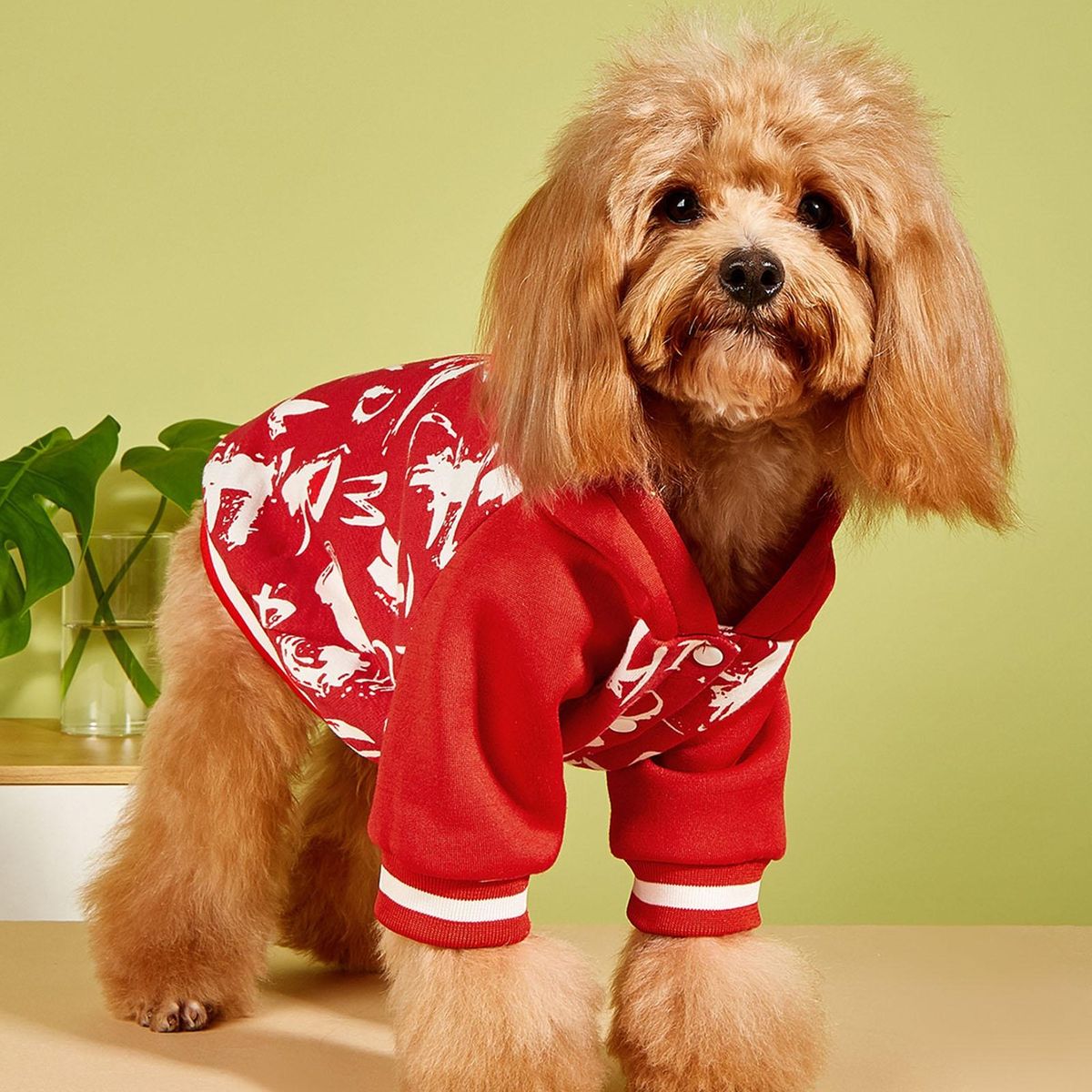 Dog Pullover Cute Letter Print Pet Hoodie Costume Red
