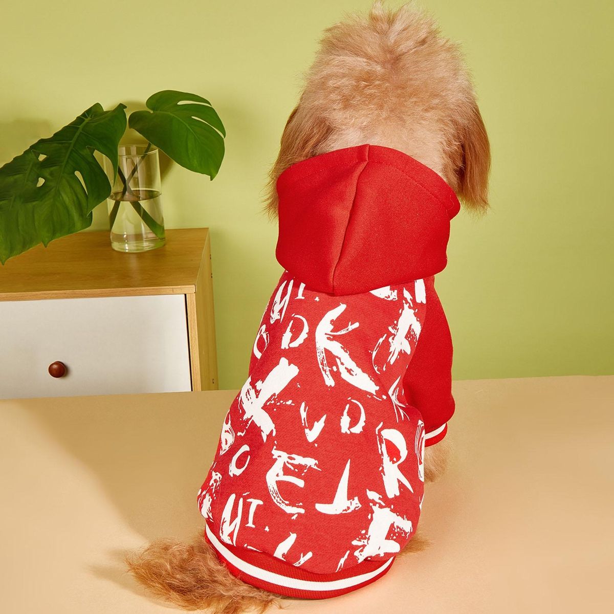 Dog Pullover Cute Letter Print Pet Hoodie Costume Red