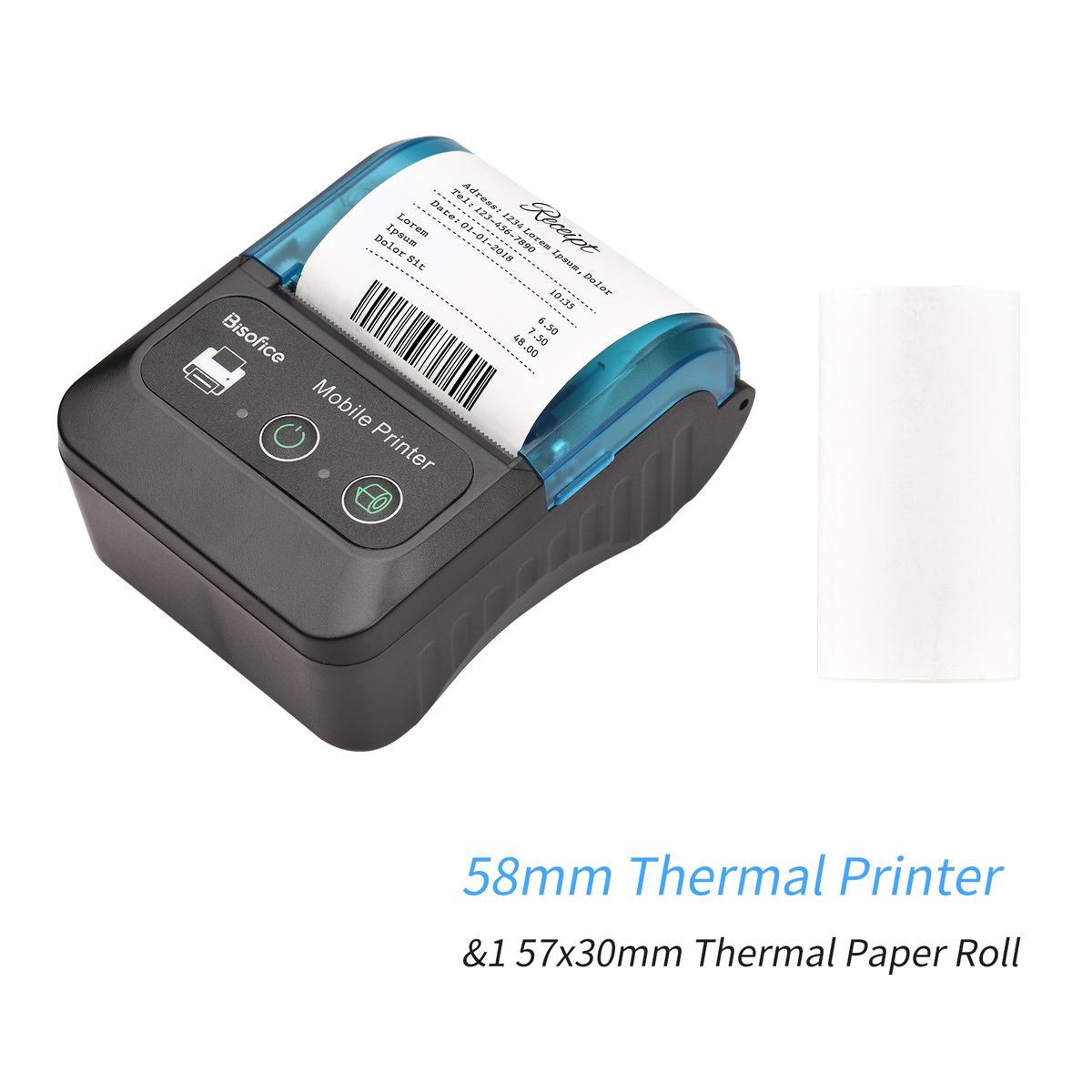 BT Portable 58mm Receipt Thermal Printer With 1 Paper