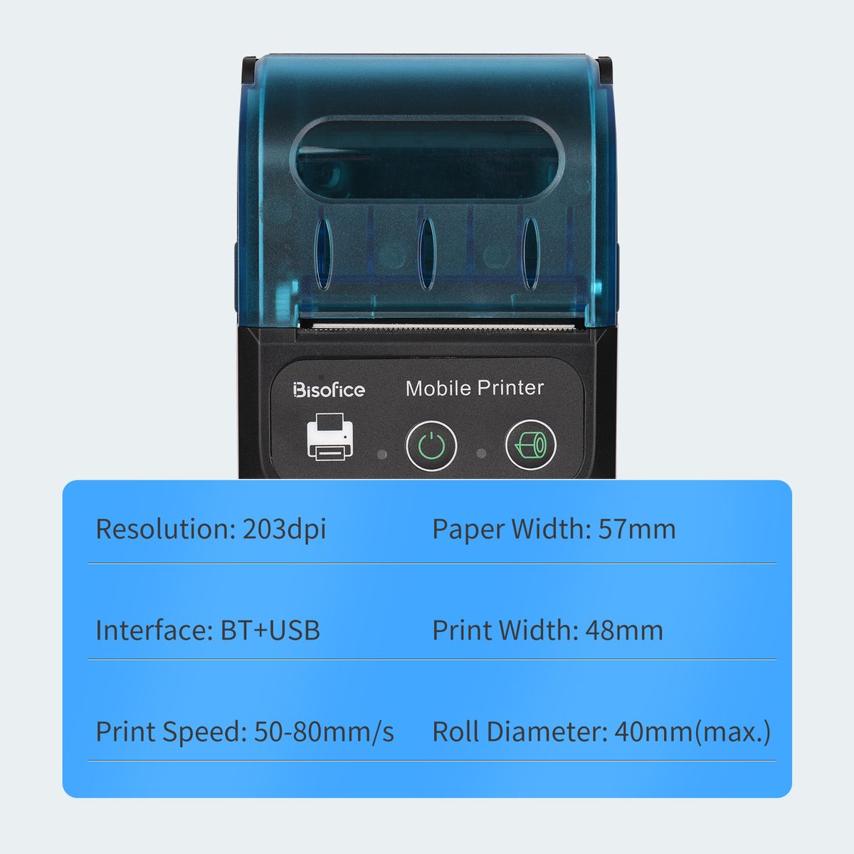 BT Portable 58mm Receipt Thermal Printer With 1 Paper