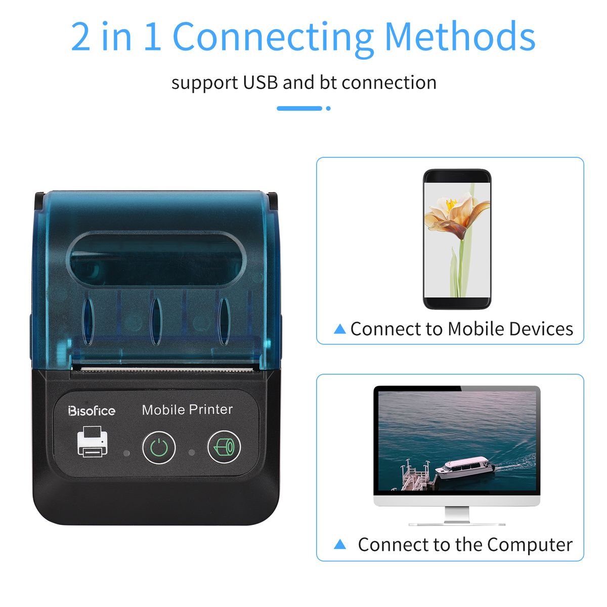 BT Portable 58mm Receipt Thermal Printer With 1 Paper