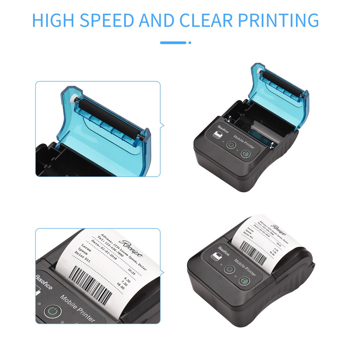 BT Portable 58mm Receipt Thermal Printer With 1 Paper