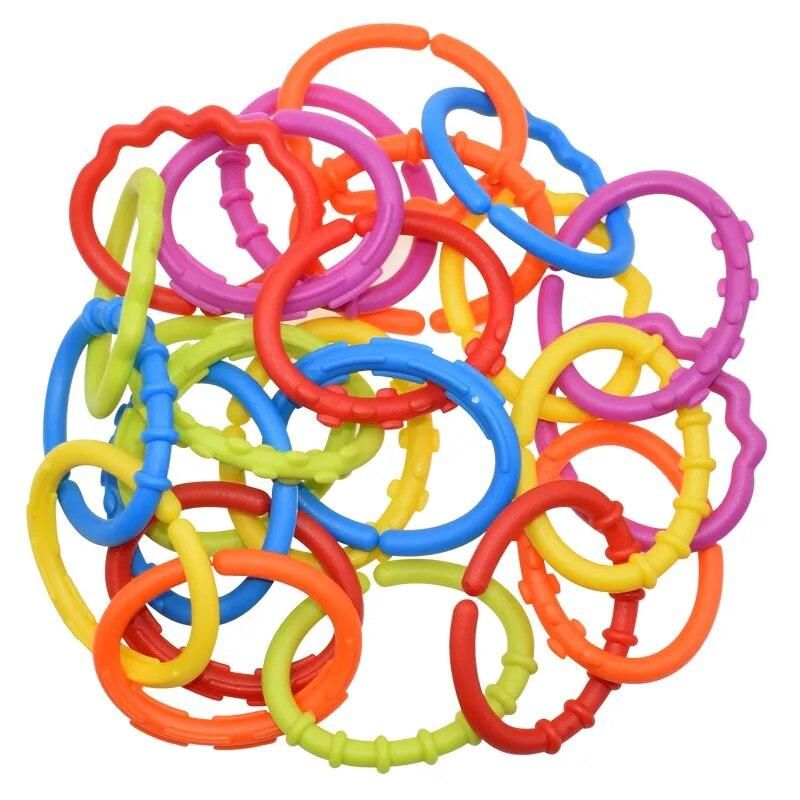 24pcs/lot New Rainbow Ring Rodent Baby 24 Months Teether Car Hanging Kids Bed Hanging Card Teethers Toys For Children