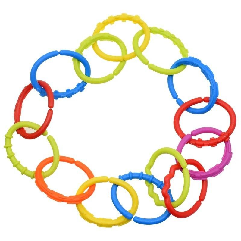 24pcs/lot New Rainbow Ring Rodent Baby 24 Months Teether Car Hanging Kids Bed Hanging Card Teethers Toys For Children