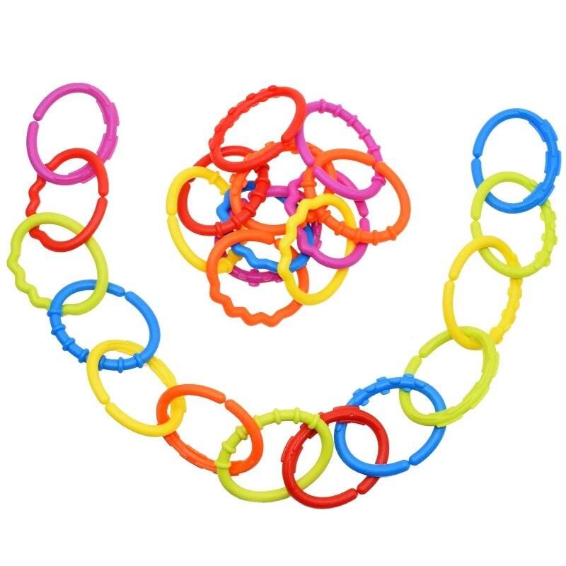 24pcs/lot New Rainbow Ring Rodent Baby 24 Months Teether Car Hanging Kids Bed Hanging Card Teethers Toys For Children