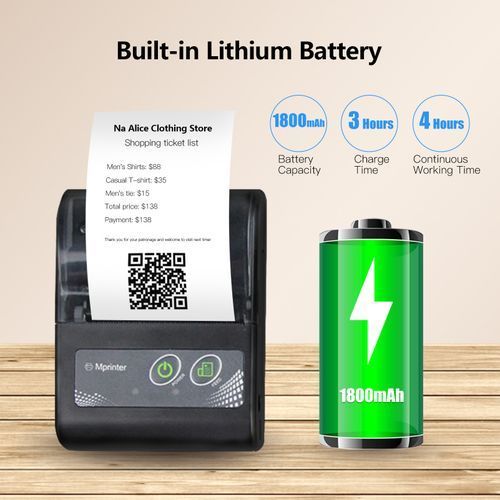 Portable 58mm Wireless BT Thermal Receipt Printer