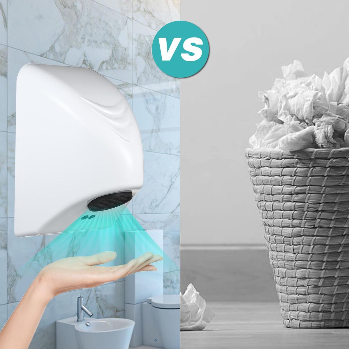 Automatic Commercial Hand Dryer 600W Electric Hand Dryers Household Hand-Drying Device Bathroom Warm Wind Hand Blower Plastic Cover