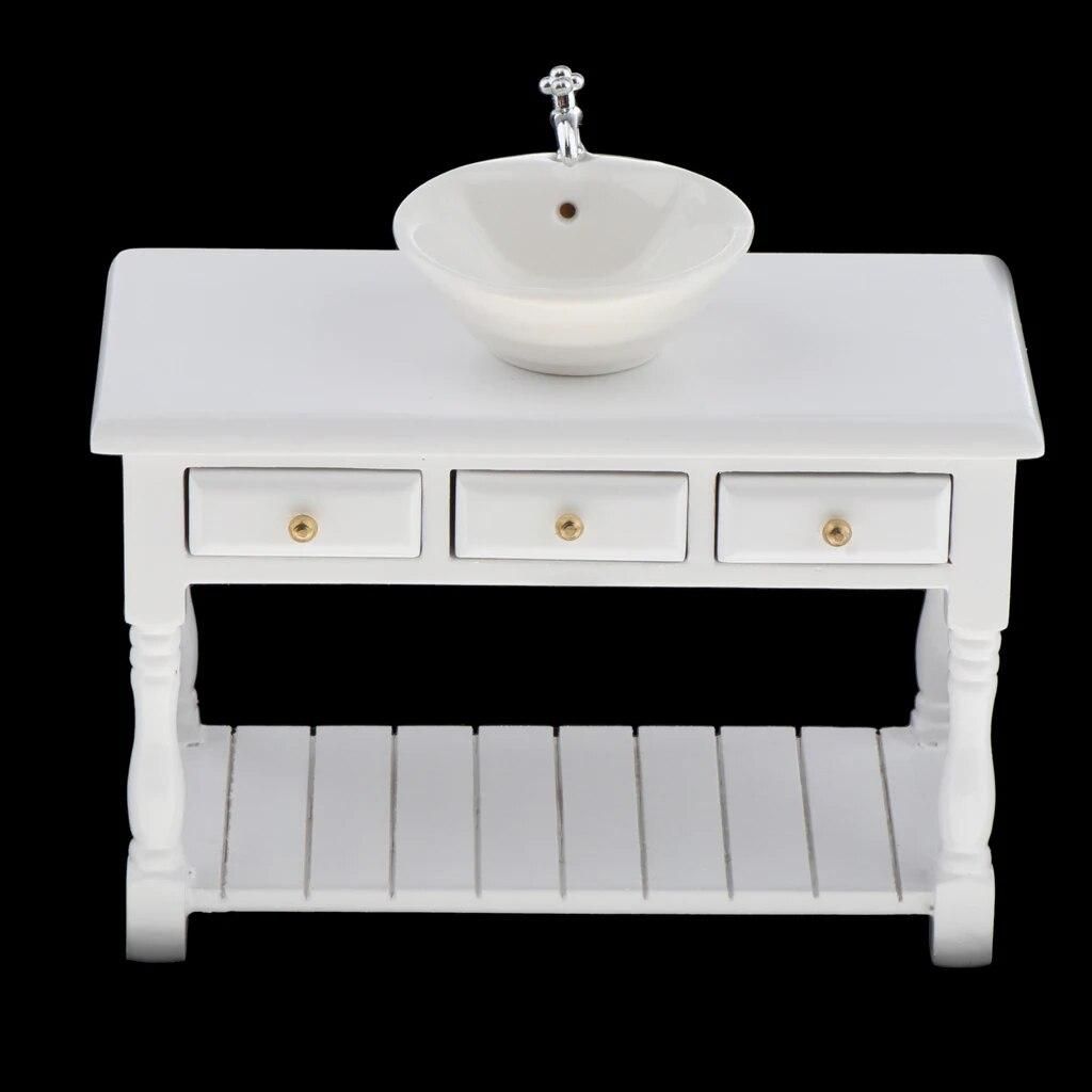 Miniature White Porcelain Dolls Furniture for 1/12 Dollhouse Accessories Decoration