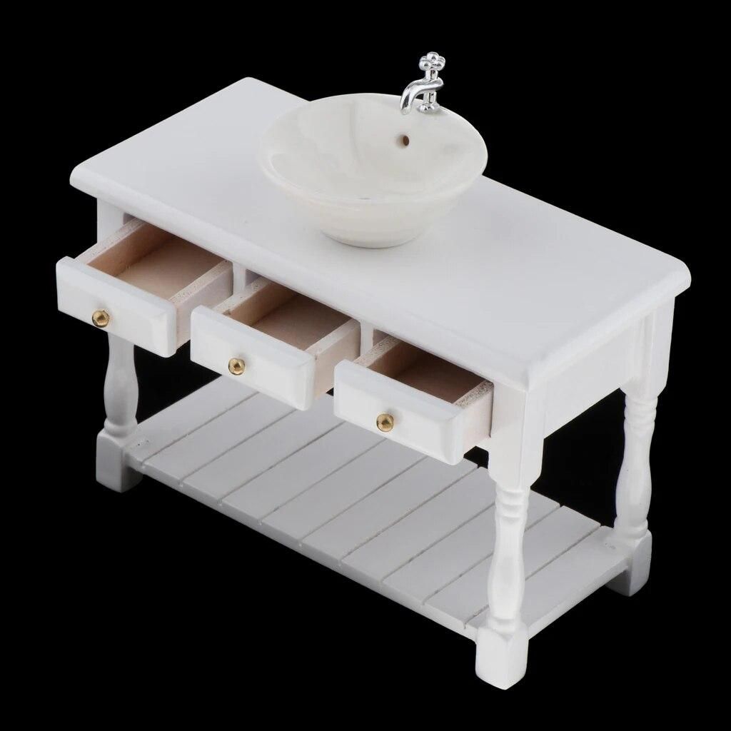 Miniature White Porcelain Dolls Furniture for 1/12 Dollhouse Accessories Decoration