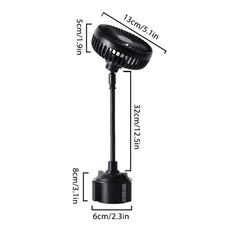12V/24V High Wind Cooling USB Car Cup Holder Single Head Fan